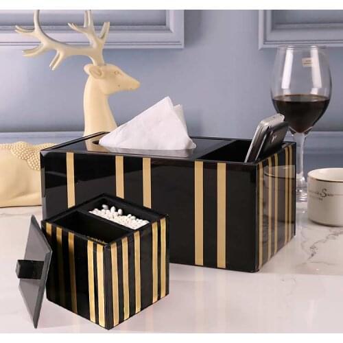 Modern Retro European Glass Napkin Case Tissue Box Tissue Paper Holder Makeup Remote control Storage Box For Living Room Dining