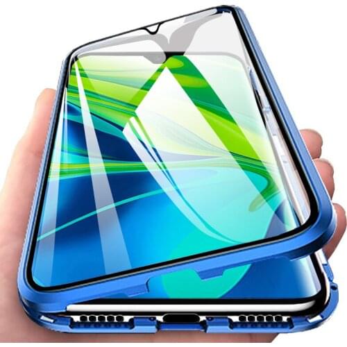 For XIAOMI MI Note 10 Pro POCO X2 cover 360° Magnetic Double Glass Flip Case For XIAOMI MI 10 Pro Tempered Glass Full Cover case
