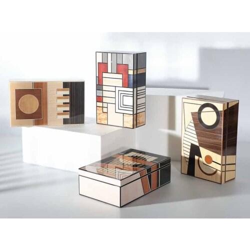 Creative Generation Exotic Totem Geometric Pattern Bright Paint Wooden Storage Jewelry Box Home Furnishing Pendulum Soft Decor