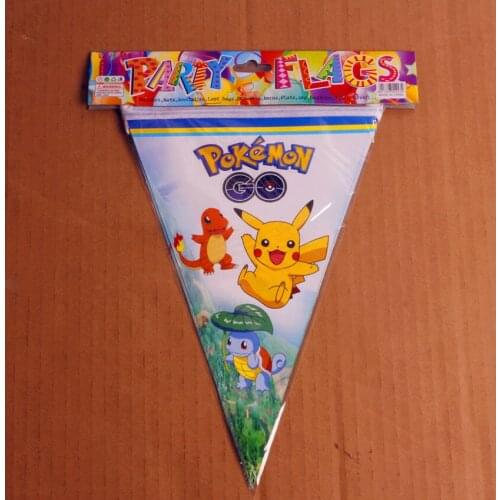 Childrens birthday holiday party decoration supplies Pokemon pennant pull flag scene decoration props