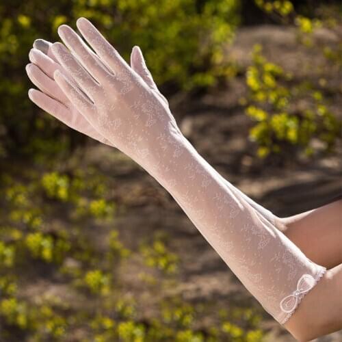 Long Sunscreen Gloves Women Thin Ladies Touch Screen Lace Gloves Long Lace Gloves Driving Gloves Fishnet Gloves Hand Gloves