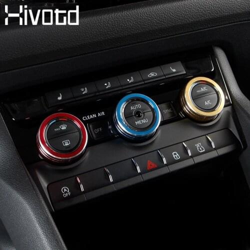 For Skoda Kodiaq Accessories Air Conditioning AC Knob Cover Metal Control Switch Button Interior Decoration Anti-Friction Prats