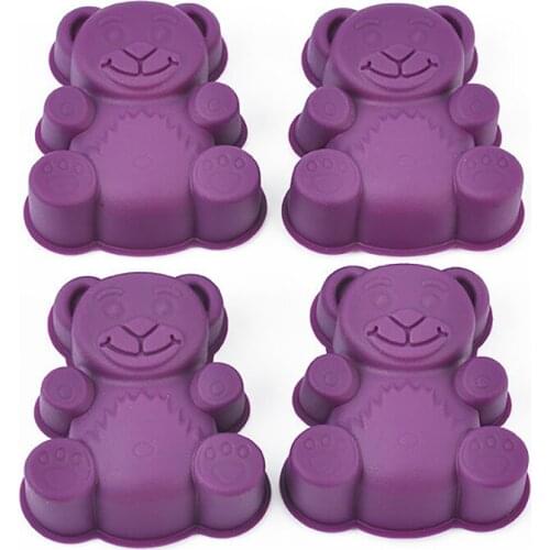 Home Kitchen Baking Tool Cake Mold Organic Silicone Heat Resistant Egg Tart Baking Mold Cute Bear Model Baking Tool