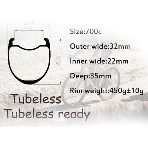 HULKWHEELS 700c Carbon Fiber Rims 35*32mm UD Matte Surface Tubeless Ready For Road Bike Cross Country