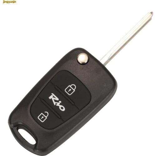 Jingyuqin Flip Folding Remote Car Key Fob Shell For Kia Rio 3 III Uncut Blade 3 Buttons Fob Replacement