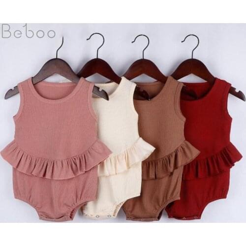 Girls Bodysuit Summer Jumpsuit Newborn Baby Clothes Sleeveless Clothing Outfits New 100% Cotton Solid Color Costume For Toddler