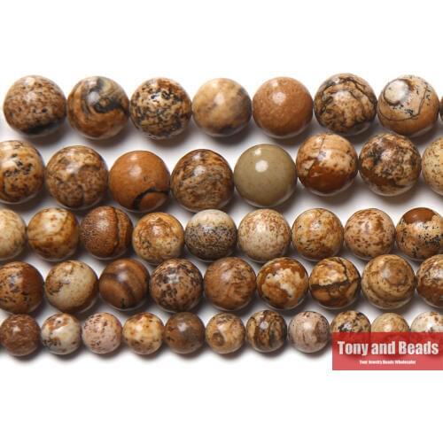 Natural Stone Picture Jaspers Round Beads 15" Strand 2 3 4 6 8 10 12MM Pick Size For Jewelry Making