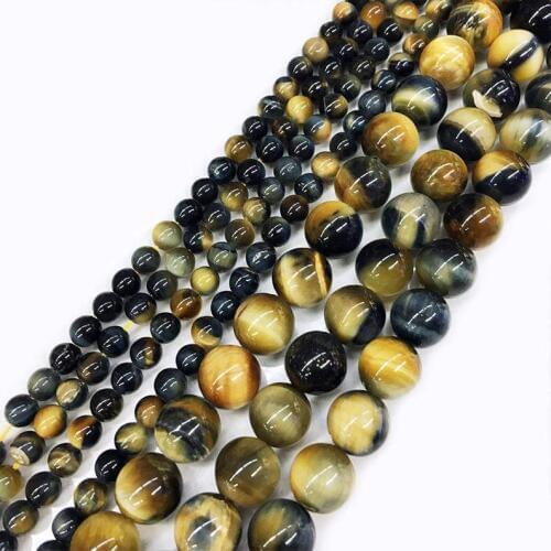 AA Quality Multi Golden Blue Tiger Eye Beads,Mixed Tiger eye 6MM 8MM 10MM 12MM Round Multi Stone Loose Beads for jewelry 15.5"