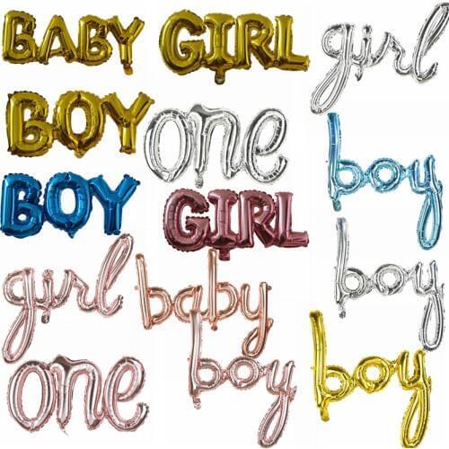 Baby Shower Foil Balloons One Year Old Baby Kids Birthday Balloon Inflatable Air Ballon Girl Boy Gender Reveal Party Decoration