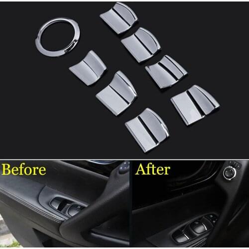 BBQ@FUKA 8x Interior Door Window Lift Switch Cover Trim Sticker Fit For Qashqai X-Trail Rogue 2014-2016