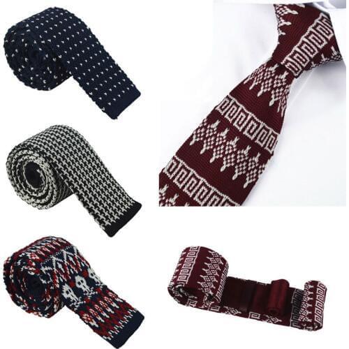New Arrive Mens Knitting polyester woven ties Classic Neckties Fashion Plaid Mans Tie for wedding