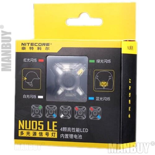 Nitecore NU05 LE Red Green Blue White 4x LEDs Build-in Li-Ion Battery USB cable Rechargeable Mini Signal Headlamp Outdoor Sports