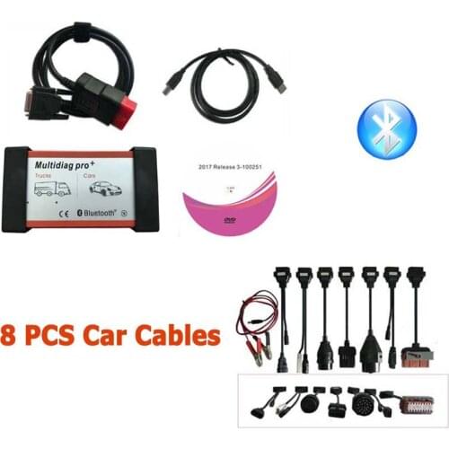 2016 R0 Multidiag Pro+ With Bluetooth For Cars/Trucks OBD2 Scanner VD TCS cdp pro PLUS diagnostic tool full set 8pcs Car Cables