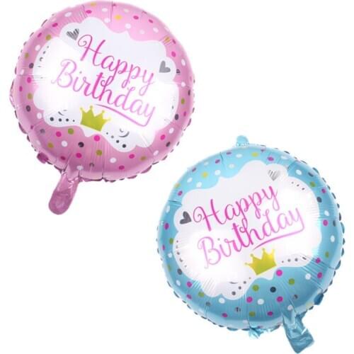 New 18 Inch Happy Birthday Round Foil Balloons Helium Inflated Birthday Balloon for Kids Birthday Party Decorations Supplies Toy