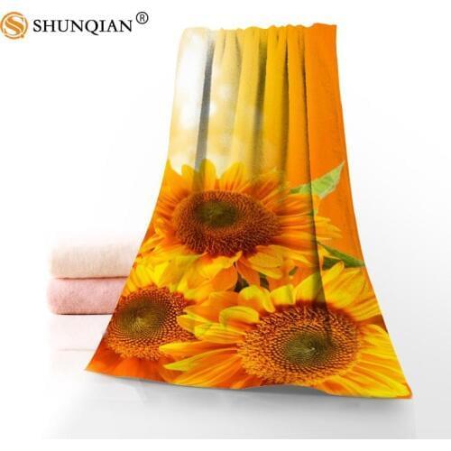 New Custom Sunflower Towel Printed Cotton Face/Bath Towels Microfiber Fabric For Kids Men Women Shower Towels A8.8