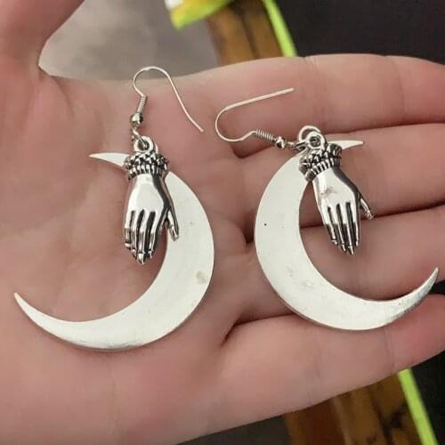 New Silver Moon and Bracelet Earring Pendant Big Crescent Moon Witch Gothic Goddess Magic