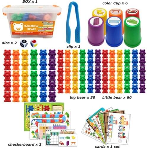 Educational Montessori Toys Box Rainbow Stack Cups Counting Bears Color Weights Sensory Toys Baby Early education Toys Games