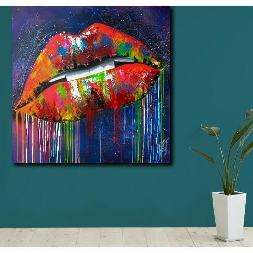Large Size Pop Art Colorful Lips 2 Oil Painting Wall Art Picture Painting Printed On Canvas Home Decor Abstract Print Painting