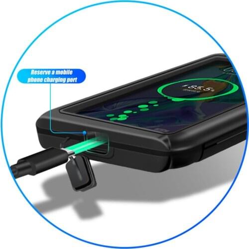 Rotate 360 Degrees Rear View Mirror Handlebar Stand Mount Bicycle Motorbike Waterproof Bag Support Cell Phone