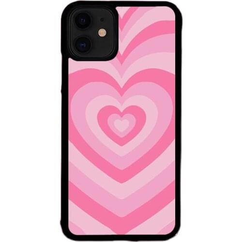 Pink Heart Circle Phone Case For iPhone 12 mini 7 11 Pro XR XS MAX X 8 SE 2020 6 Plus Fashion Silicone Hard Cover Fundas Fashion