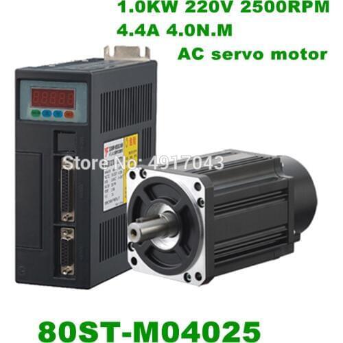 High Quality 80ST-M04025 4N.M 1KW 2500RPM AC Servo Motor Driver CNC Matched Servo Motor 1 Set Servo System Kit