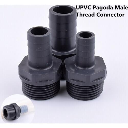 1Pc Thickening UPVC Pagoda Male Thread Connector Garden Irrigation Hose Aquarium Industrial Grade High Pressure Resistance