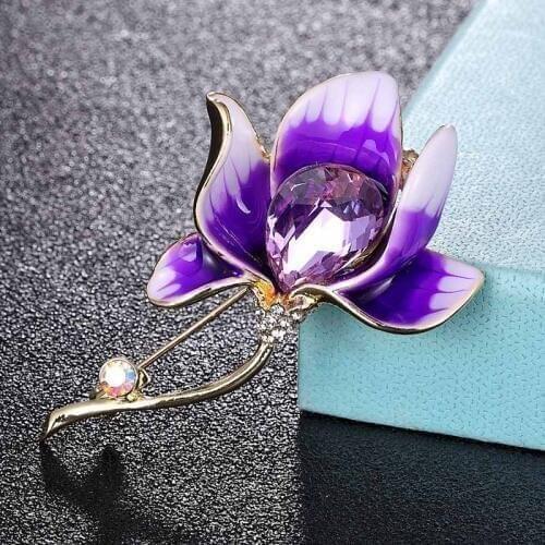 Zlxgirl jewelry purple red blue green Enamel flower brooches bouquet accessories women perfect wedding broches hijab pins bijoux