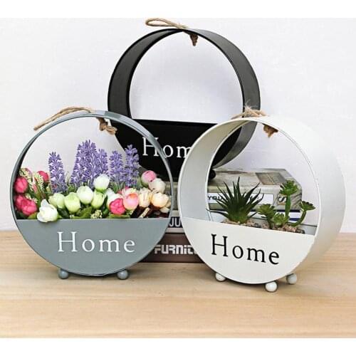 Artificial Flower Basket Beautiful Anti-rust Iron Wall Hanging Flower Basket Plant Bonsai Pot Wall Storage Shelf for Home