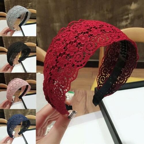 Womens Headband Lace Floral Hair Band for Girls Hair Accessories Bezel Hairbands Headbands for Women Wide Side Hair Hoop
