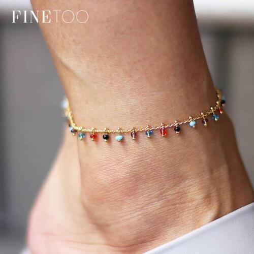 2019 Fashion Colorful Crystal Beads Drop Anklets for Women Bohemian Ocean Beach Ankle Bracelet Leg Bracelet Foot Jewelry
