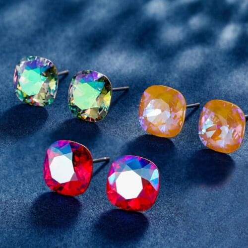 11.11 Suqare Earring made with Austrian Crystal for Girl Bijoux New Trending Jewelry 2021 Stud Earings Women Party Jewelery Gift