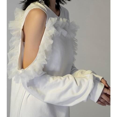 2021 Autumn and Winter Fashion New Double Strapless Net Yarn Fungus Temperament Repair What Long Sweater Dress Woman Clothing