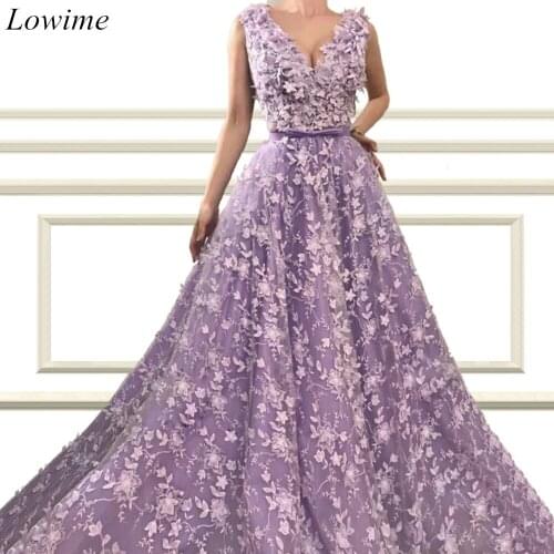 New Purple Embroidery Prom Dresses 2019 A-Line V-Neck Kaftan Evening Prom Party Dress Arabic Vestido Longo Festa Pregnant