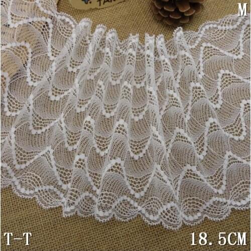 1 Meter Pure White Lace Elastic Lace Trim for Garment Accessories 18.5cm Width
