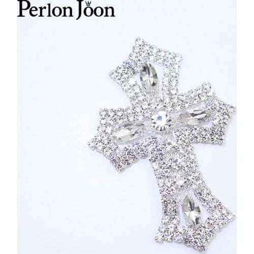 1PCS glittering DIY crystal mini cross rhinestone applique glass patch sewn for wedding bag, shoe decoration YHX077