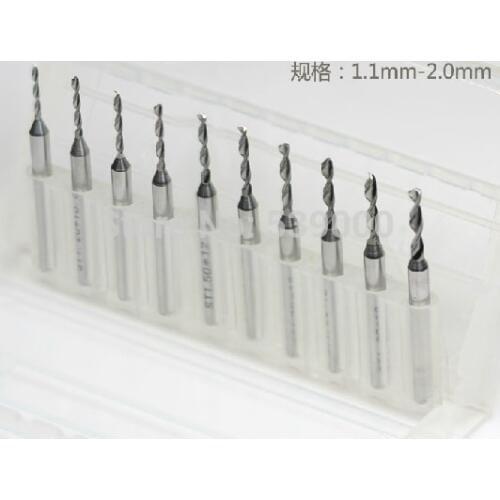 10pcs1.1-2.0mm Engraving Drill Bits CNC PCB Dremel Drill Carving Shank diameter 3.175mm Free Shipping 1358