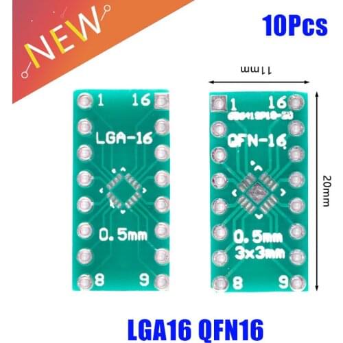 10Pcs 16P LGA16 QFN16 Transfer Board Adapter PCB Pinboard SMD to DIP16 DIP Pin IC Test Plate 0.5mm 2.54mm Pitch Converter Socket