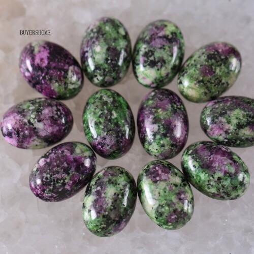 18x13MM&16x12MM CAB Cabochon Oval Stone Bead Green Red Zoisite For Jewelry Making Necklace Pendant Bracelet Earrings 10Pcs