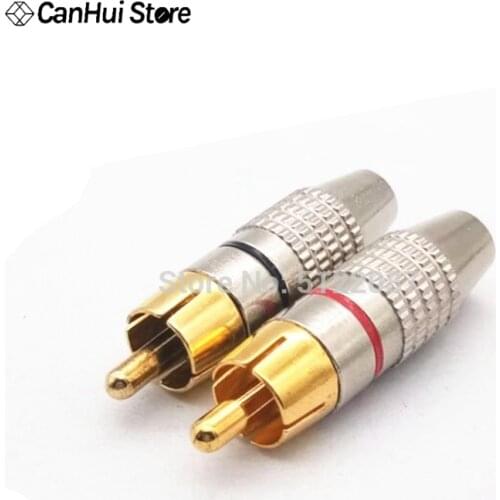10Pcs RCA Plug Audio Video Locking Cable Connector Gold Plated 828 Promotion