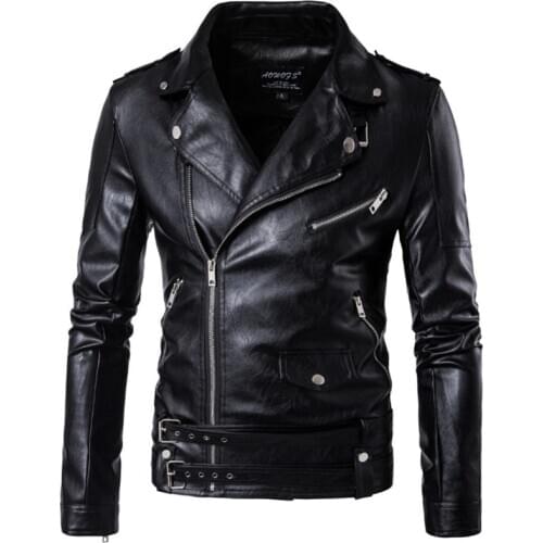 2020 New Design Motorcycle Bomber Leather Jacket Men Autumn Turn-down Collar Slim Fit Male Leather Jacket Coats Plus Size M-5XL