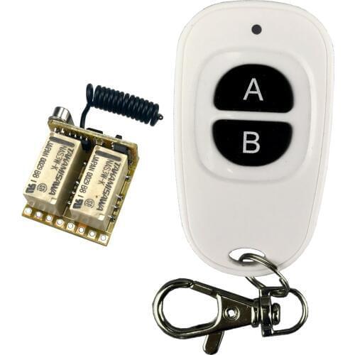 2CH Relay Wireless Remote Control Switch 433mhz RF Mini Small 3.7v 5v 6v 9v 12v Momentary Controller Module trigger reset button