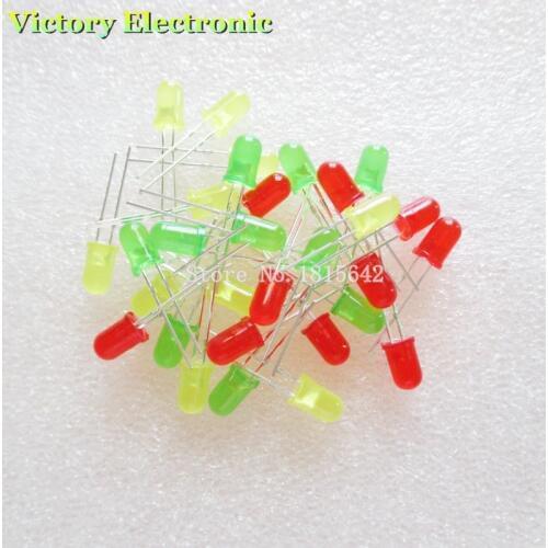 30PCS/Lot 5MM LED Kit Round Mixed Color Light Emitting Diode Set Red Green Yellow 3Kinds Wholesale