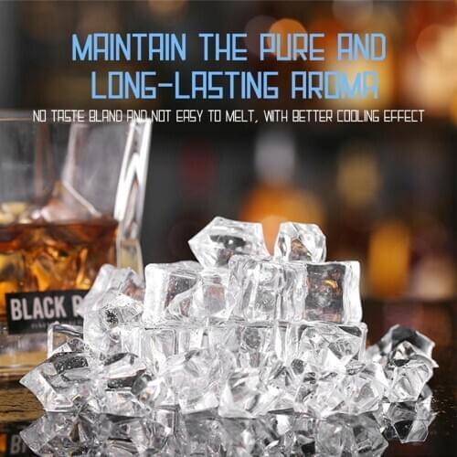 50Pcs 20mm Cube Square Shape Glass Luster Ice Cubes Fake Artificial Acrylic Ice Cubes Crystal Clear Photography Props Decor