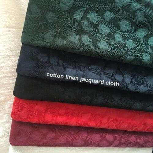 50cm*150cm Soft Cotton Linen Fabric Material Dress Curtain For Patchwork Cloth Tissu Elegant Leaf Design