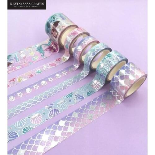 6pcs/set Foil Washi Tape Mermaid Style DIY Decoration Material Masking Tape School Suppliers Stationery By Kevin&sasa Crafts