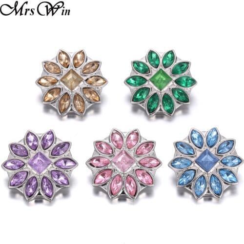 6pcs/lot Mrs Win Snap Jewelry Rhinestone Crystal Cross Snap Fit Buttons Handmade Leather Snap Bracelet for women pulseira