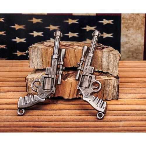 F39 Lot 6PCS Vintage Cool Gun Pendant Charm Biker Rocker Punk Necklace Findings