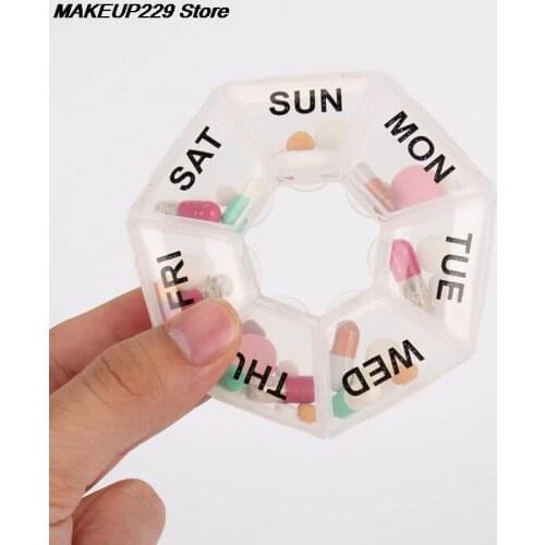 7 Days Medicine Pill Box Mini Round Portable Travel Storage Vitamin Box Sort Tablet Holder Organizer Container Cases Random 1pc