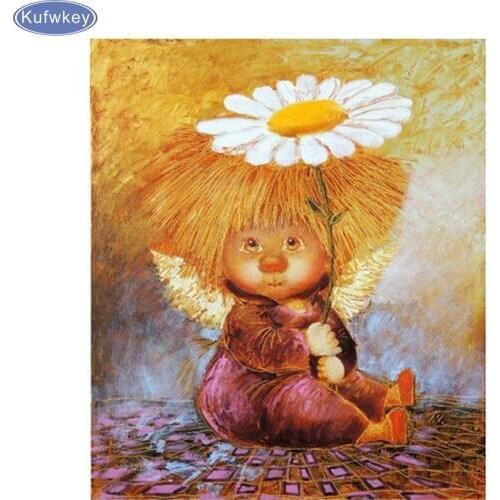 DIY 5D Diamond Painting Flowers Cross Stitch Diamond Embroidery Angel Diamond Mosaic picture of rhinestones Home Decoration gift