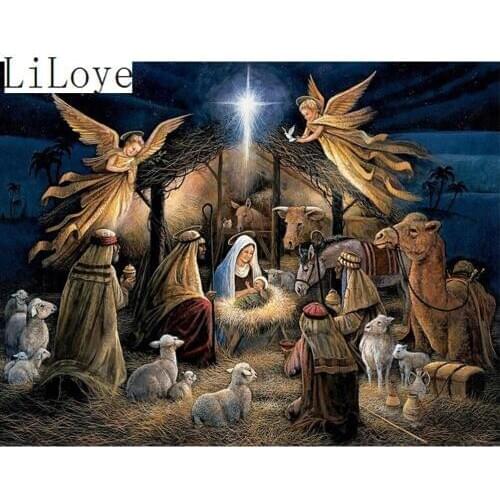 LI LOYE Full Diamond square diamond painting Cross stitch The birth of the Son Drill Needlework religion picture home decor FZ56